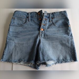 Madewell Denim Shorts. Button Fly. Frayed Hem. 5 Pockets
